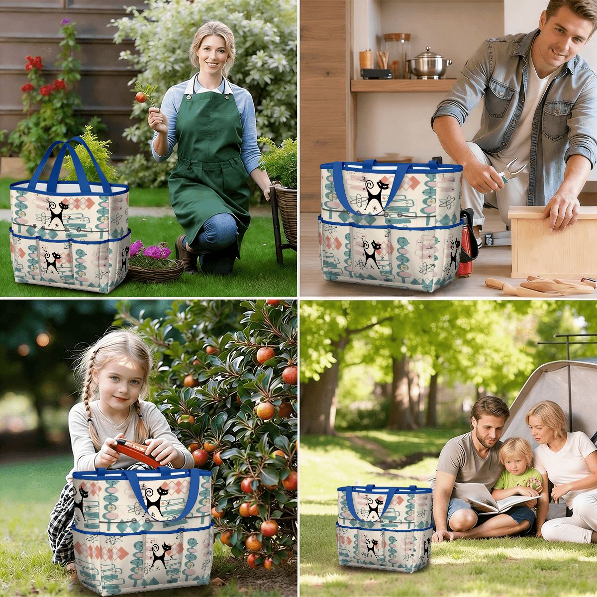 Kate McEnroe New York Atomic Cat Mid Century Modern Kitschy Retro Garden Tool BagGarden Tool BagN4ju7bHqMm