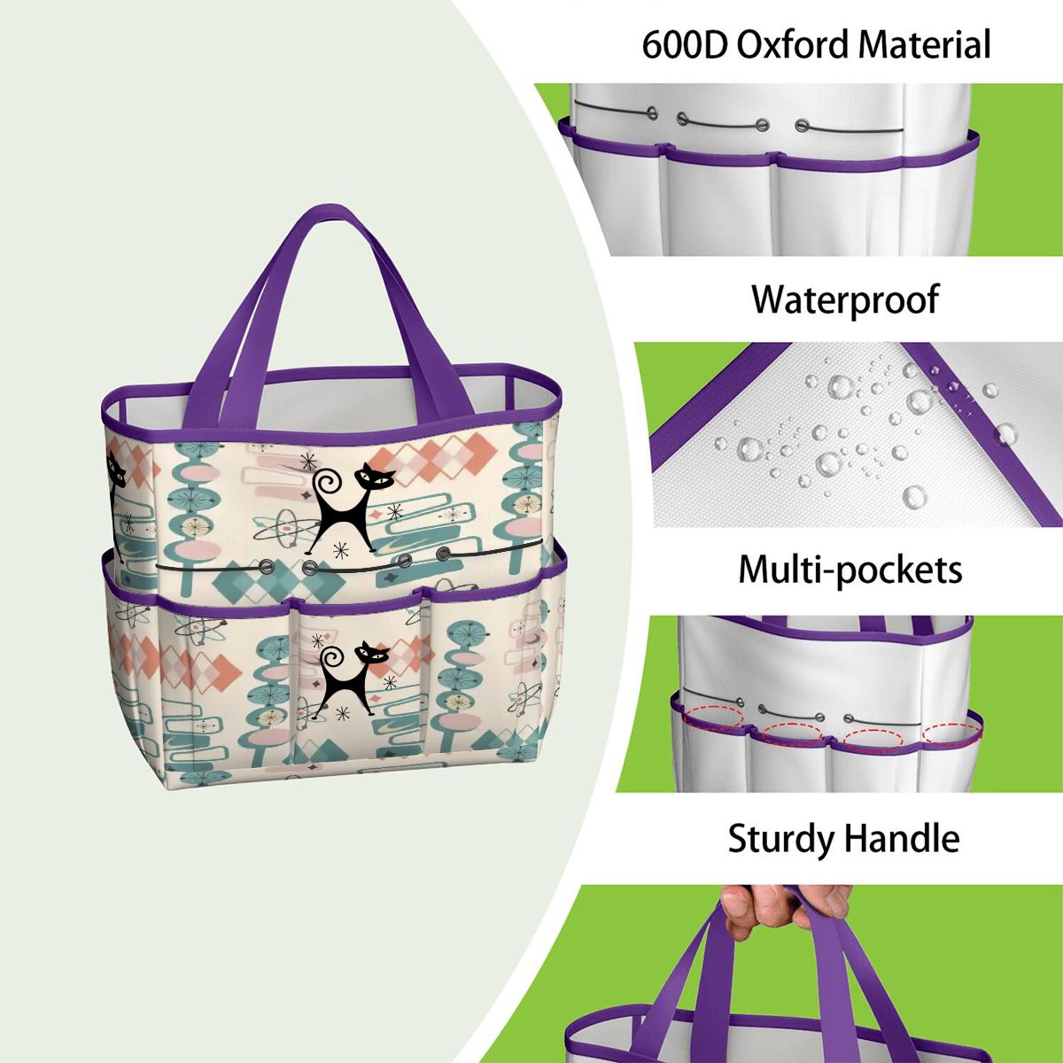 Kate McEnroe New York Atomic Cat Mid Century Modern Kitschy Retro Garden Tool BagGarden Tool BagN4ju7bHqMm