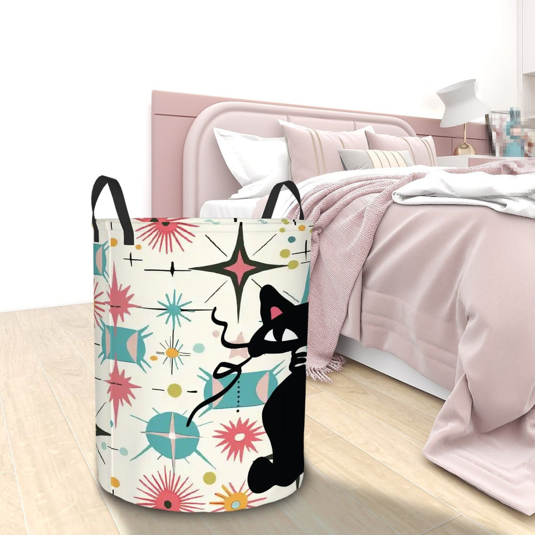 Kate McEnroe New York Atomic Cat Mid Century Modern Kitschy Retro Laundry BasketLaundry BasketsqLgmaEw0wK