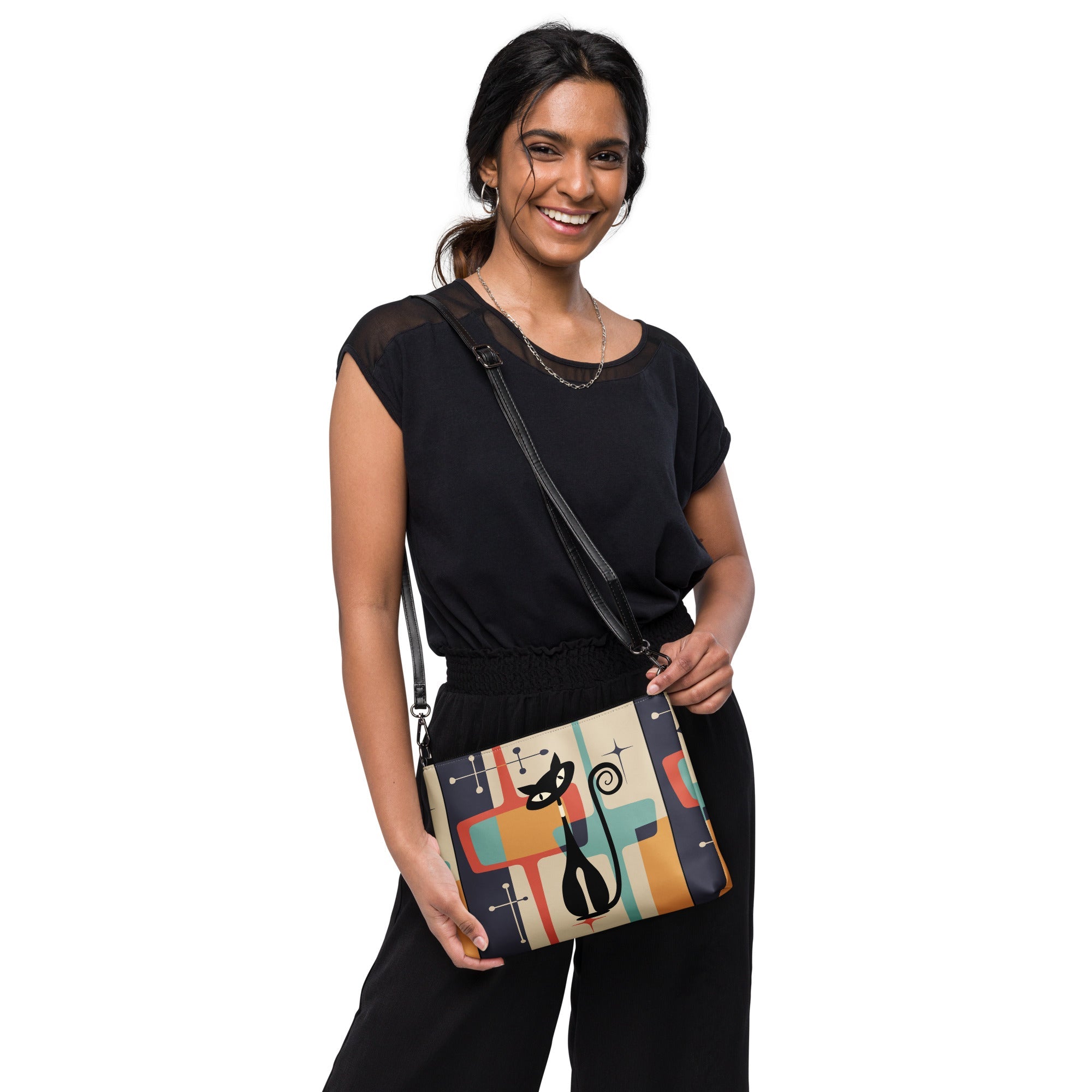 Kate McEnroe New York Atomic Cat Mid Century Modern Kitschy Retro MCM Crossbody BagCrossbody Bags1343976_16704