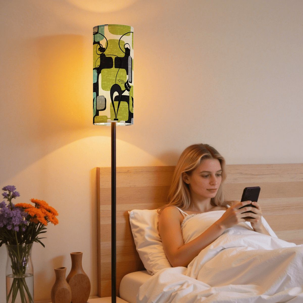 Kate McEnroe New York Atomic Cat Mid Century Modern Kitschy Retro Slim Floor LampSlim Floor LampsSGWpd6Zkex