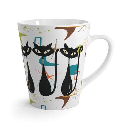 Kate McEnroe New York Atomic Cat Mid Century Modern Latte Mug, Retro Coffee Cup, Cat Lover&