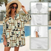 Kate McEnroe New York Atomic Cat Mid Century Modern Lounge Shirt Retro Beach Cover UpSwimsuits Cover UpsYXedCVhdCf
