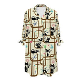 Kate McEnroe New York Atomic Cat Mid Century Modern Lounge Shirt Retro Beach Cover UpSwimsuits Cover UpsYXedCVhdCf