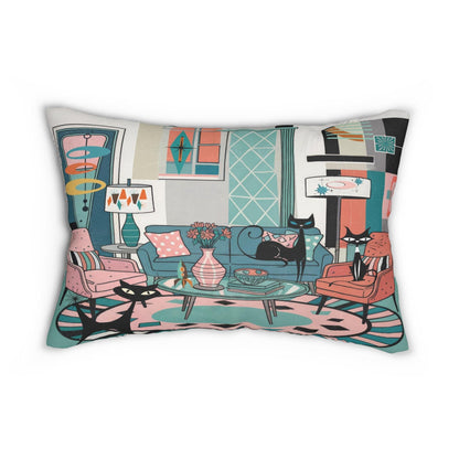 Kate McEnroe New York Atomic Cat Mid Century Modern Lumbar Pillow Retro 50s Lounge MCM Home AccentLumbar Pillows12169266006663350951