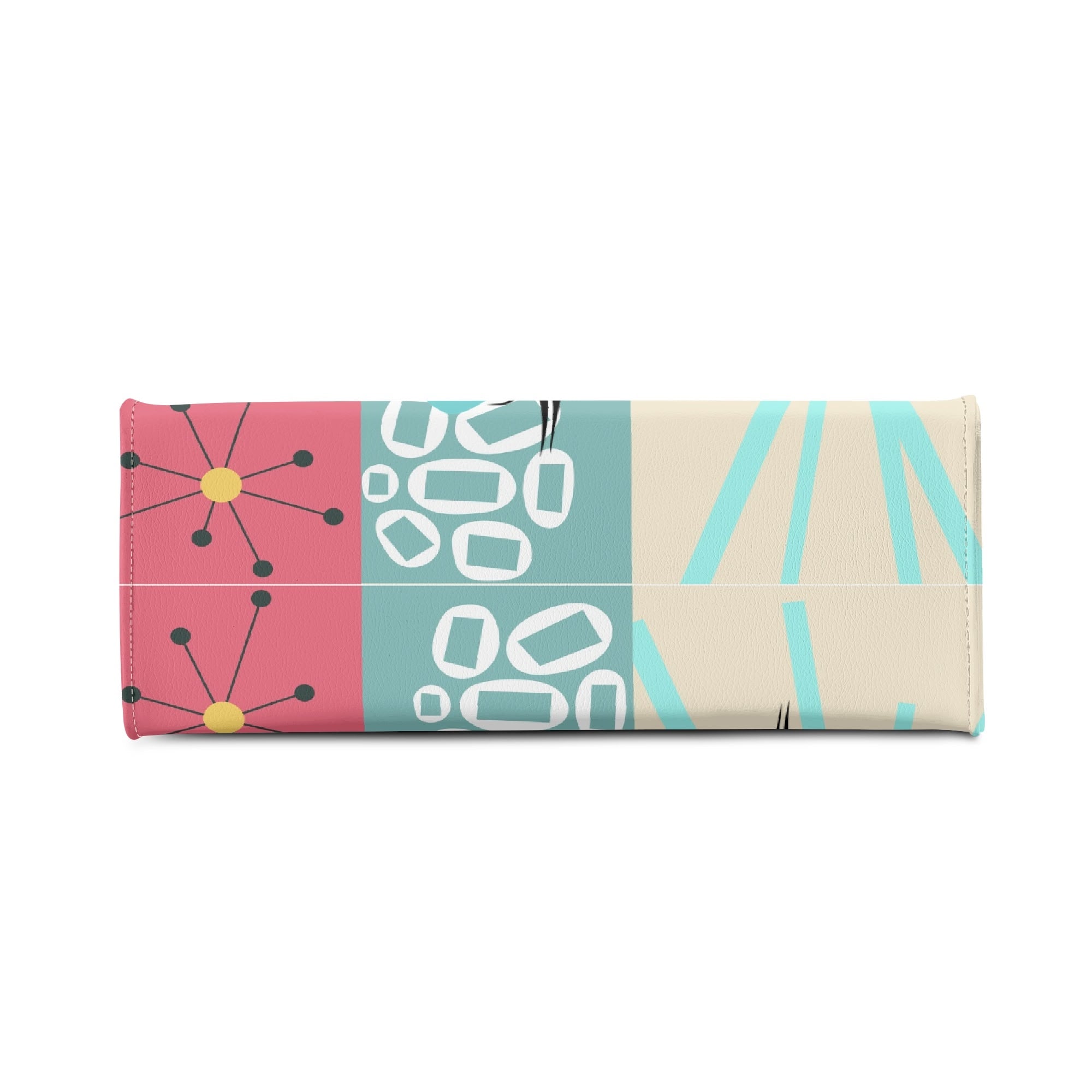Kate McEnroe New York Atomic Cat Mid Century Modern Martini Satchel, Retro Pink Aqua Mod Starburst Shoulder BagHandbagsY57X9ELW - 1