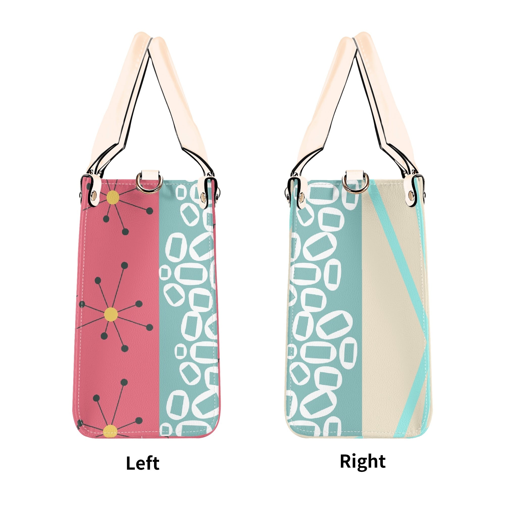 Kate McEnroe New York Atomic Cat Mid Century Modern Martini Satchel, Retro Pink Aqua Mod Starburst Shoulder BagHandbagsY57X9ELW - 1