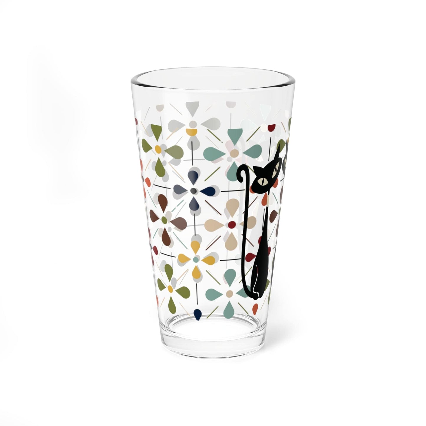Kate McEnroe New York Atomic Cat Mid Century Modern Mixing | Shaker | Serving Glass, Sexton Cat Cocktail Glass, Whimsical Barware, Retro Drinkware Mixing Glasses 16oz 32977751329396997246