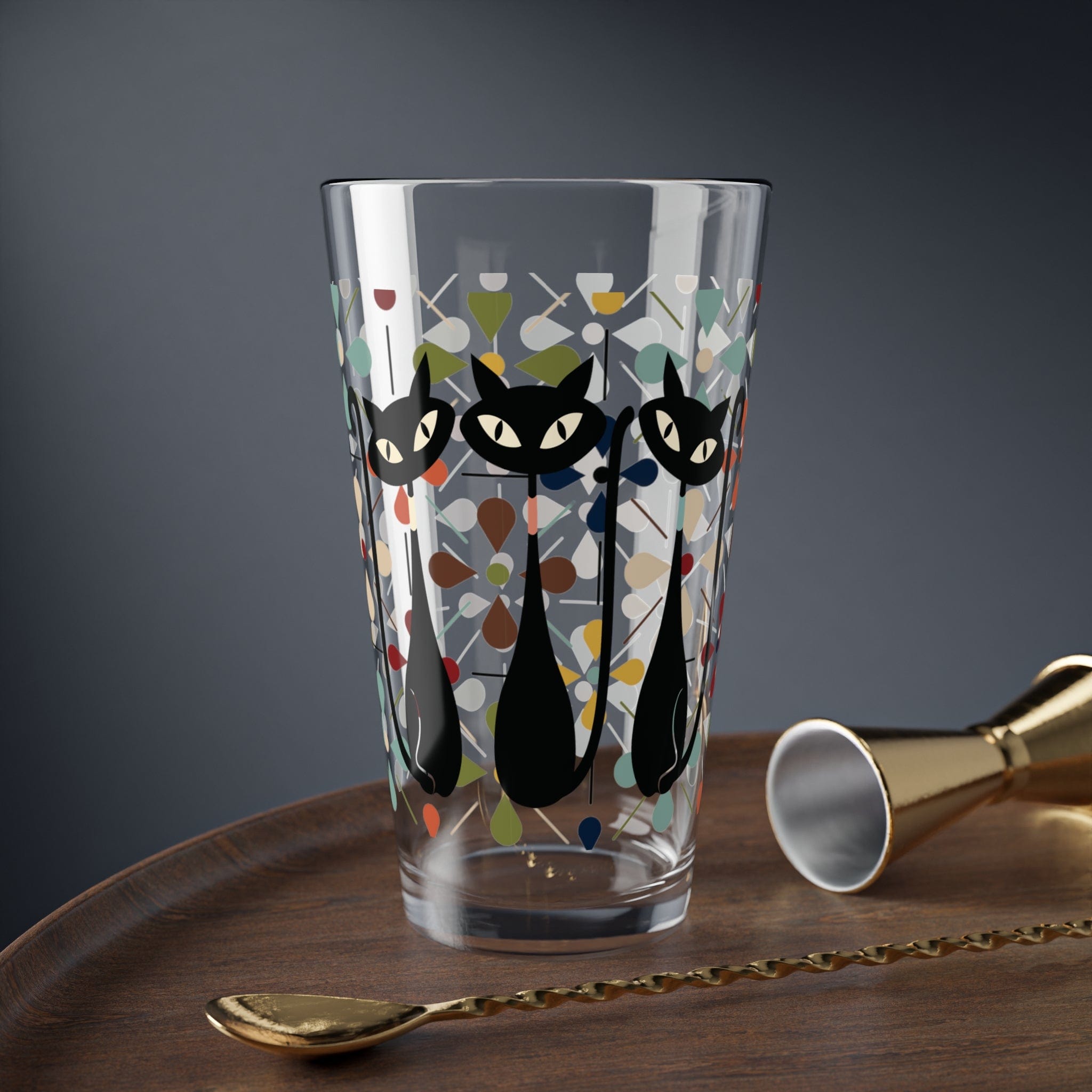 Kate McEnroe New York Atomic Cat Mid Century Modern Mixing | Shaker | Serving Glass, Sexton Cat Cocktail Glass, Whimsical Barware, Retro DrinkwareMixing Glasses32977751329396997246