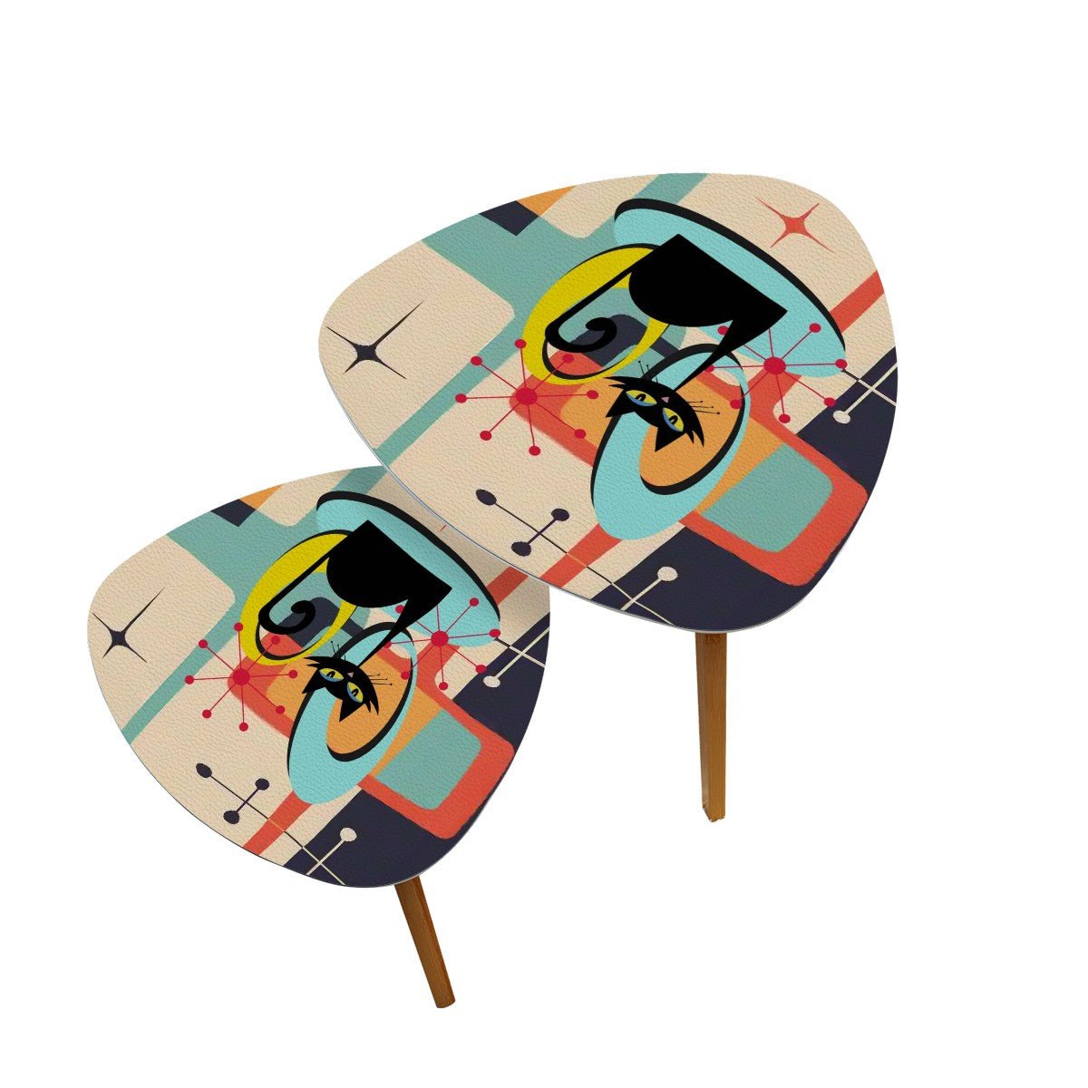 Kate McEnroe New York Atomic Cat Mid Century Modern Nesting Tables, Retro 60s Abstract Furniture Set, MCM Space Age Accent Coffee TablesAccent Tablese3gViyP0Hj