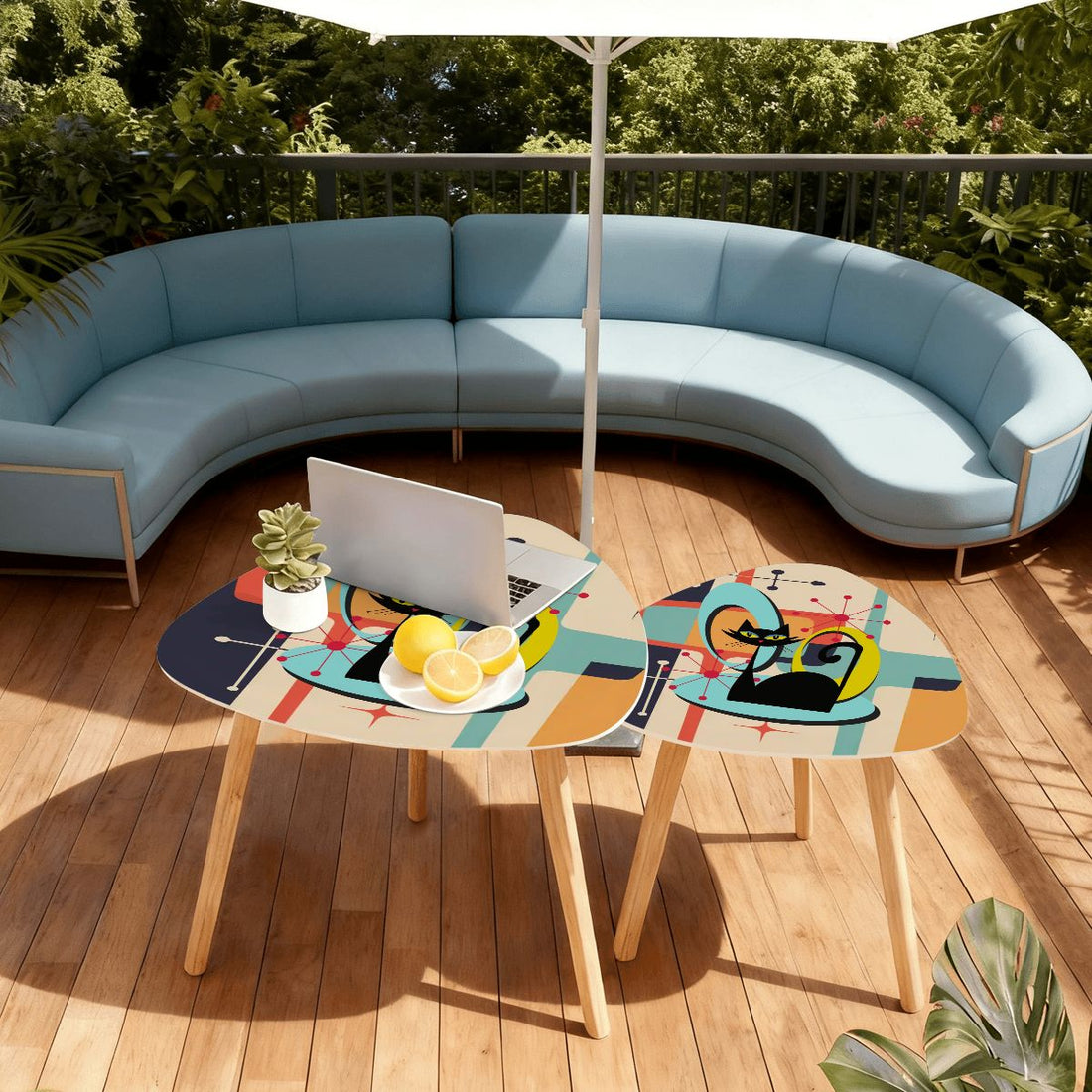 Kate McEnroe New York Atomic Cat Mid Century Modern Nesting Tables, Retro 60s Abstract Furniture Set, MCM Space Age Accent Coffee TablesNesting TablesnDcOroHJthGTC