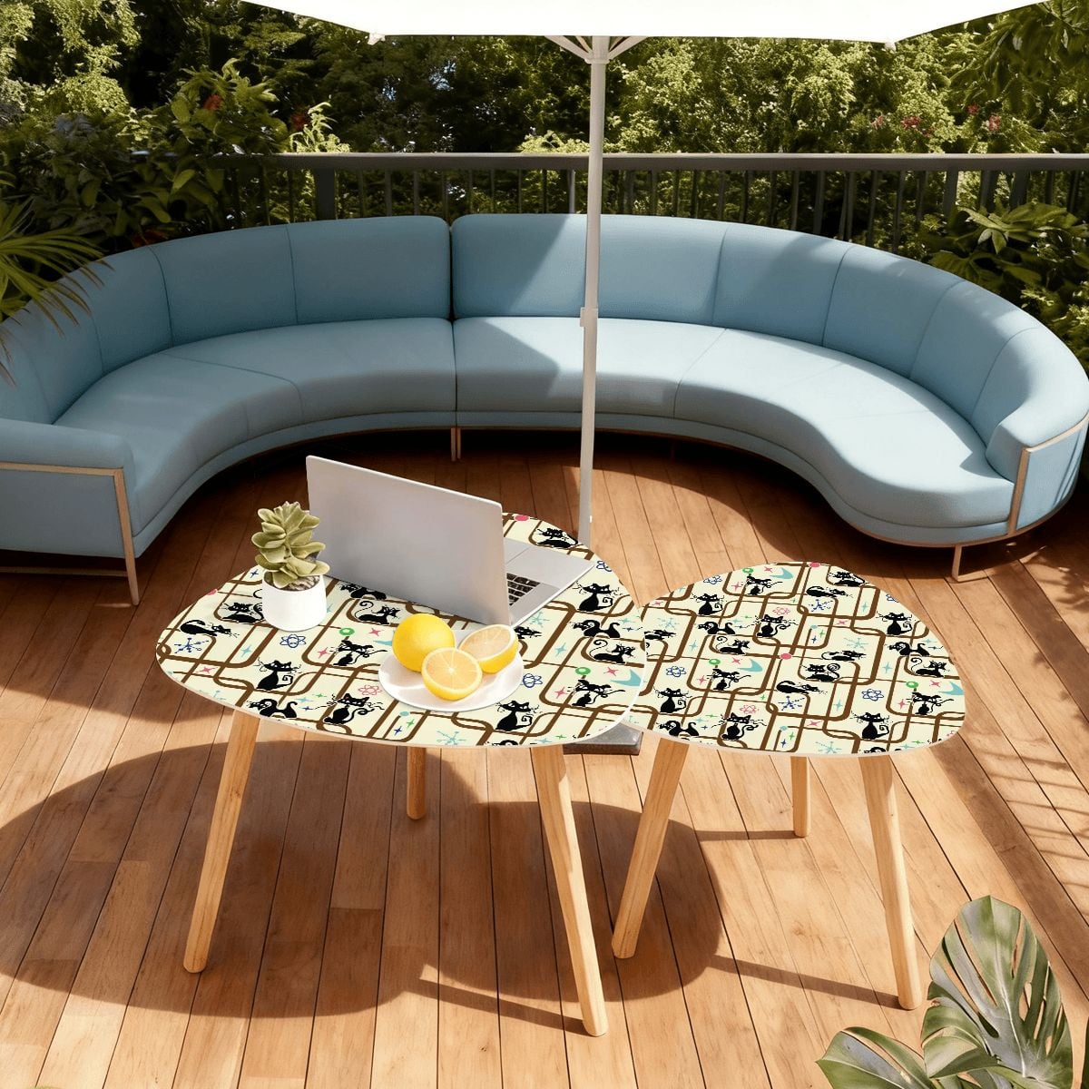 Kate McEnroe New York Atomic Cat Mid Century Modern Nesting Tables Retro Space Coffee TableNesting TablesKhSBueoiuW