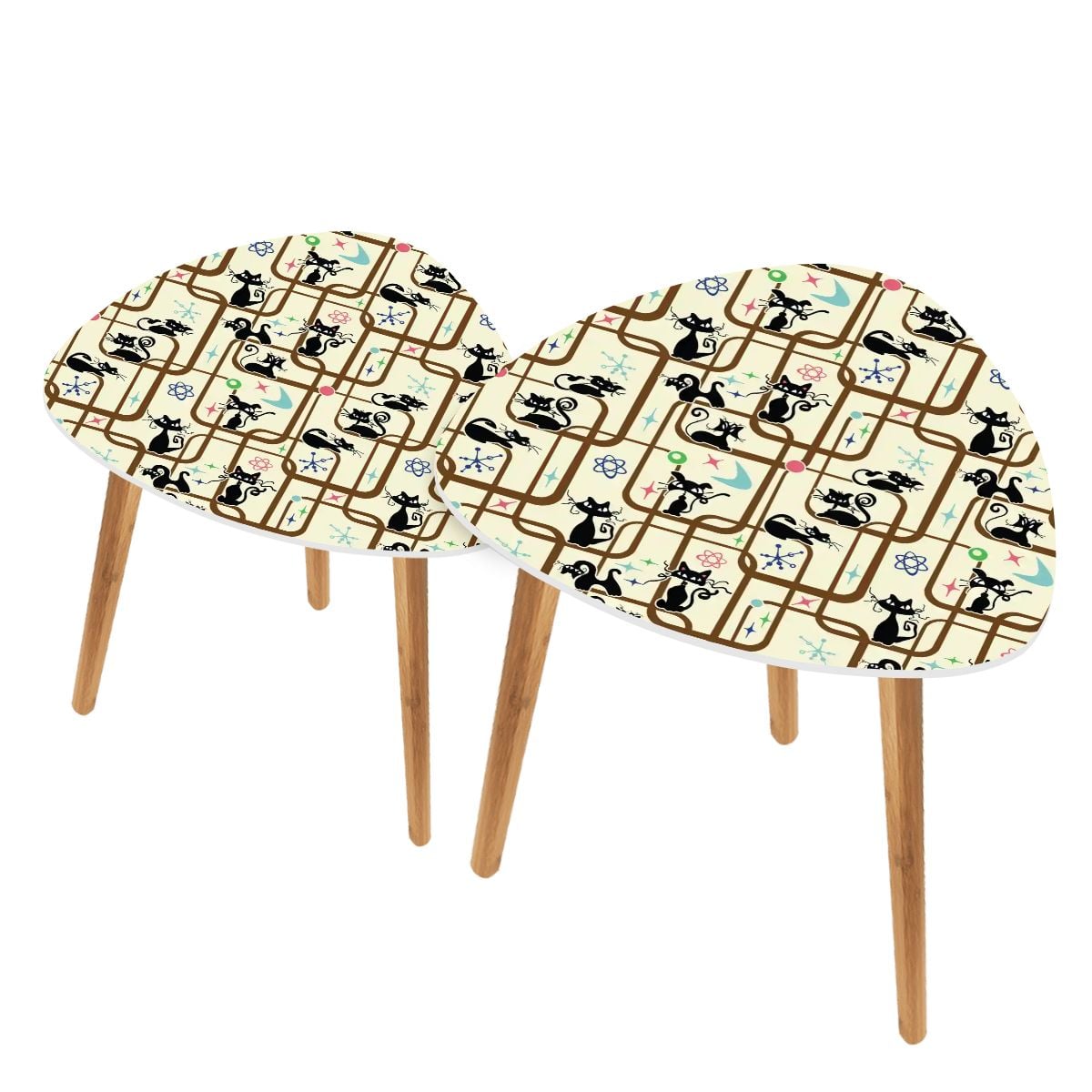 Kate McEnroe New York Atomic Cat Mid Century Modern Nesting Tables Retro Space Coffee TableNesting TablesKhSBueoiuW