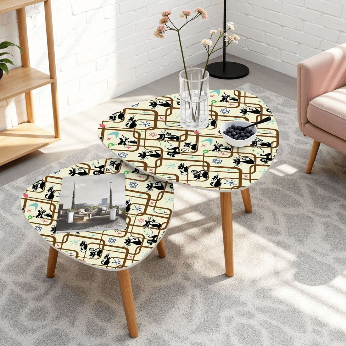 Kate McEnroe New York Atomic Cat Mid Century Modern Nesting Tables Retro Space Coffee TableNesting TablesKhSBueoiuW