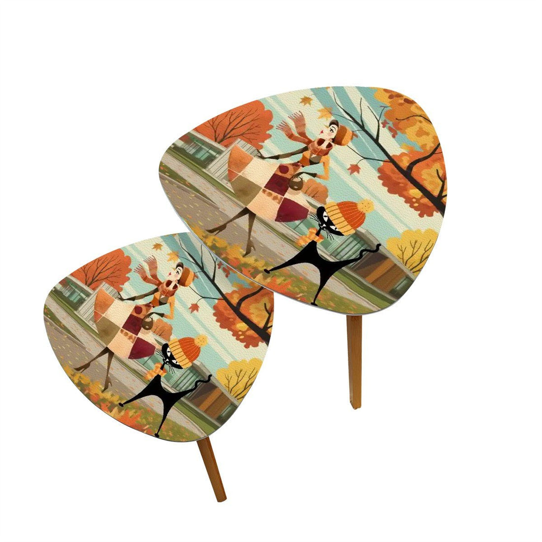 Kate McEnroe New York Atomic Cat Mid Century Modern Nesting Tables, Retro Vintage Kitsch Fall FurnitureNesting Tables7niVh98HCk