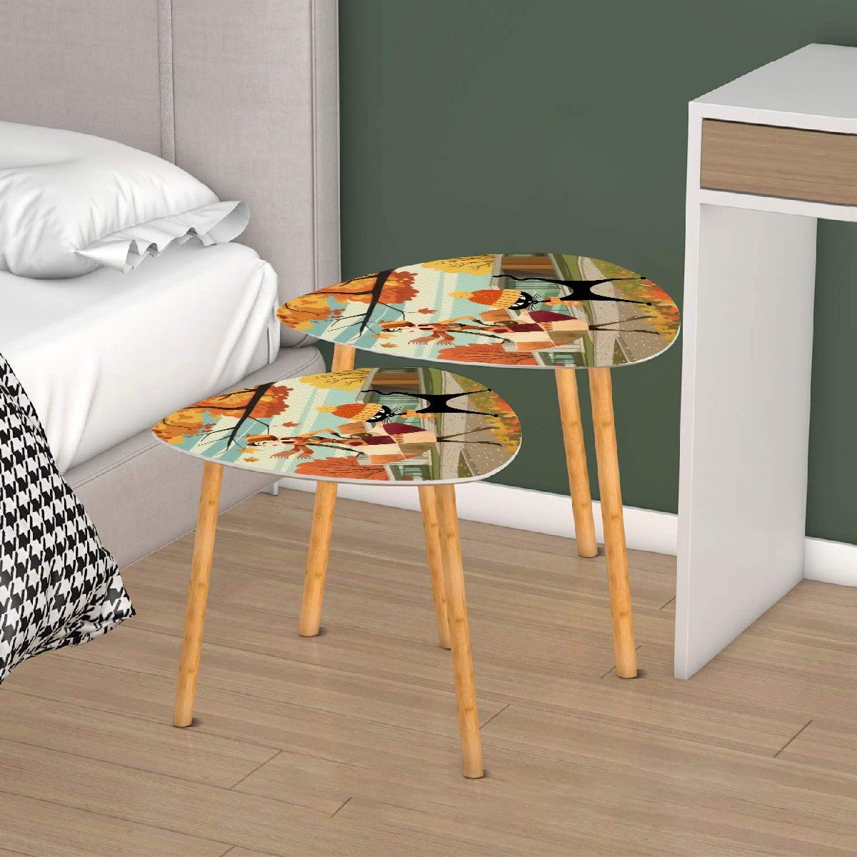 Kate McEnroe New York Atomic Cat Mid Century Modern Nesting Tables, Retro Vintage Kitsch Fall FurnitureNesting Tables7niVh98HCk