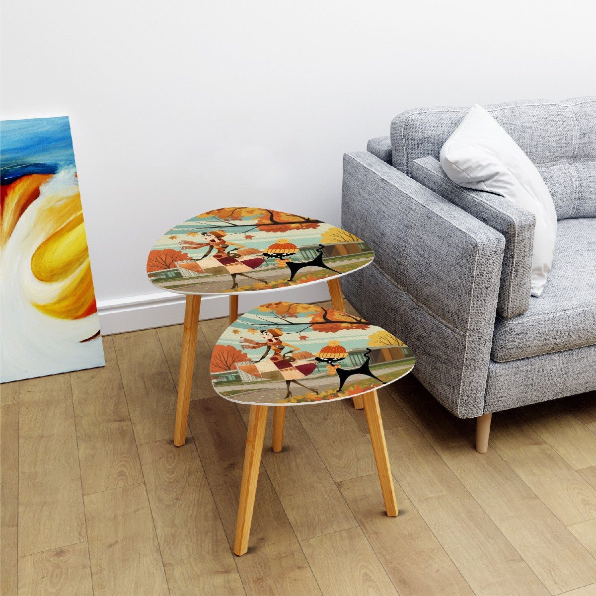 Kate McEnroe New York Atomic Cat Mid Century Modern Nesting Tables, Retro Vintage Kitsch Fall FurnitureNesting Tables7niVh98HCk