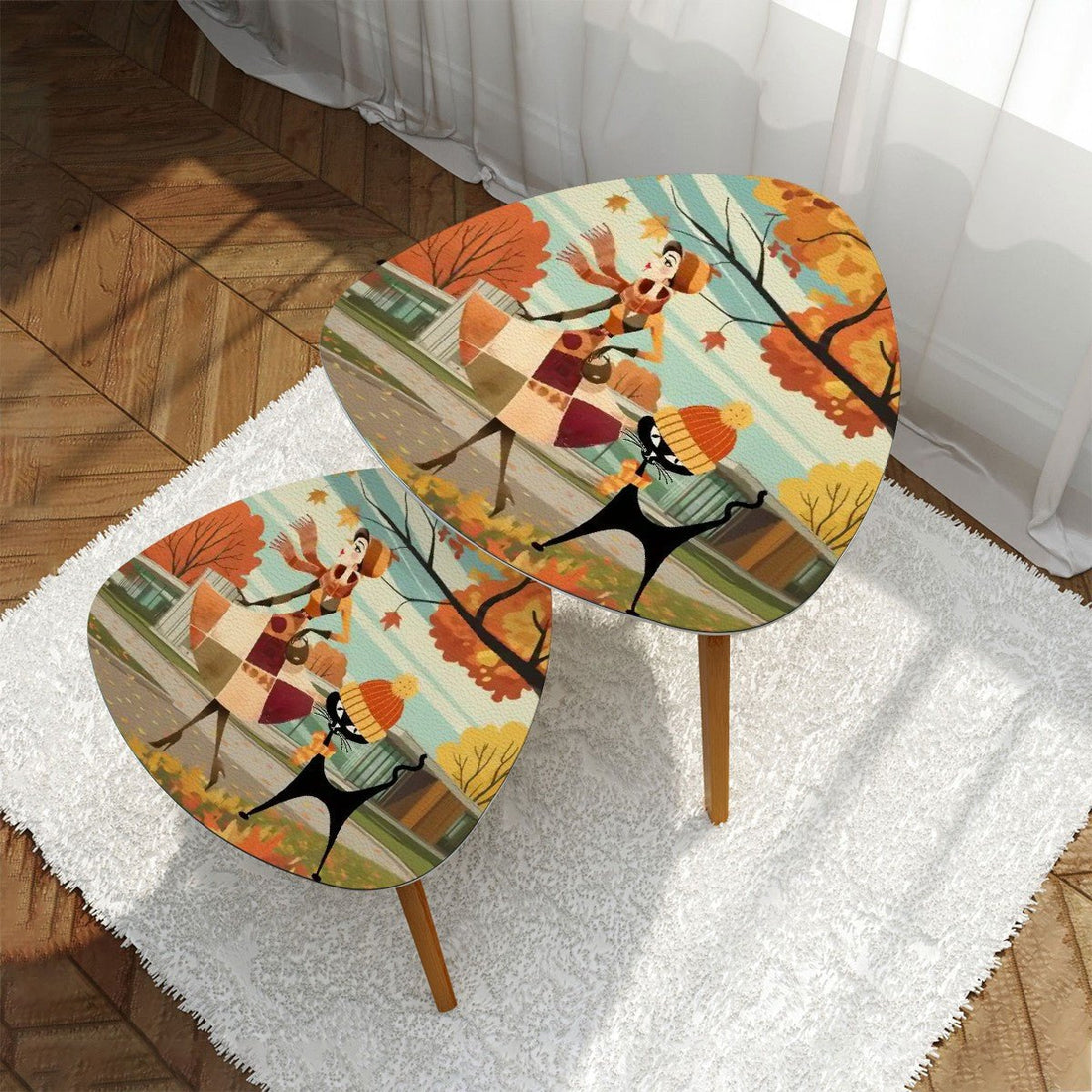 Kate McEnroe New York Atomic Cat Mid Century Modern Nesting Tables, Retro Vintage Kitsch Fall FurnitureNesting Tables7niVh98HCk