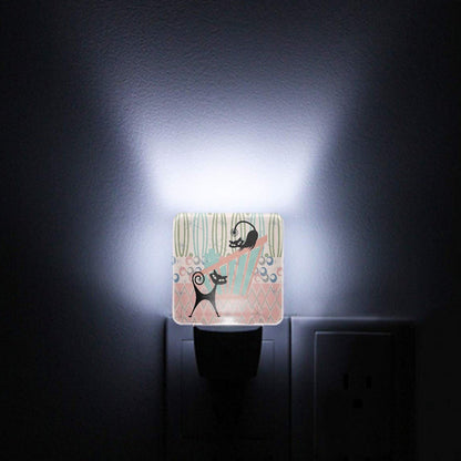 Kate McEnroe New York Atomic Cat Mid Century Modern Night Light, Retro 50s Kitsch Pink Teal Plug In LightNight LightsUeQolmakeC