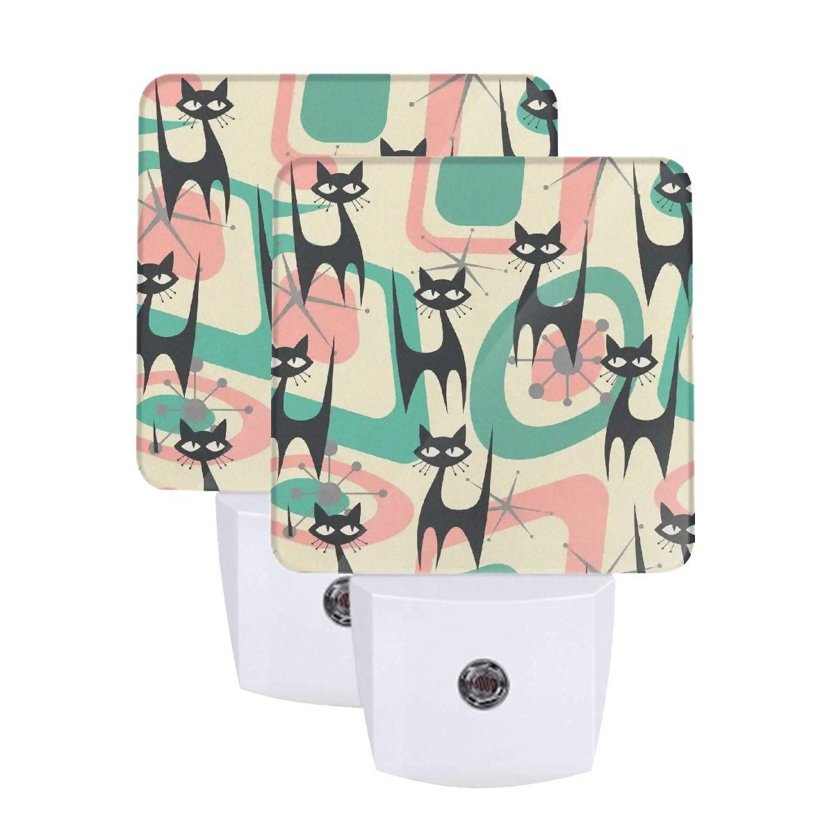 Kate McEnroe New York Atomic Cat Mid Century Modern Night Light Set, Retro 50s Kitsch Starburst AccentNight LightsxEYTP18CXN