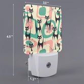Kate McEnroe New York Atomic Cat Mid Century Modern Night Light Set, Retro 50s Kitsch Starburst AccentNight LightsxEYTP18CXN