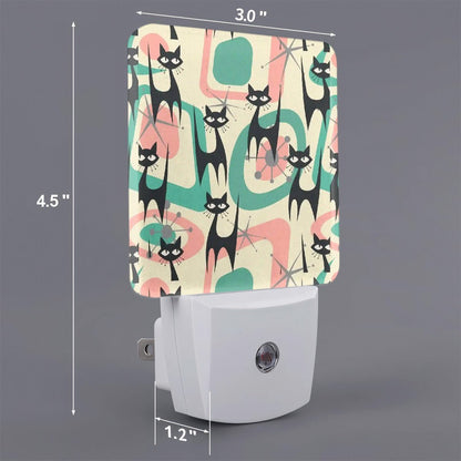 Kate McEnroe New York Atomic Cat Mid Century Modern Night Light Set, Retro 50s Kitsch Starburst AccentNight LightsxEYTP18CXN