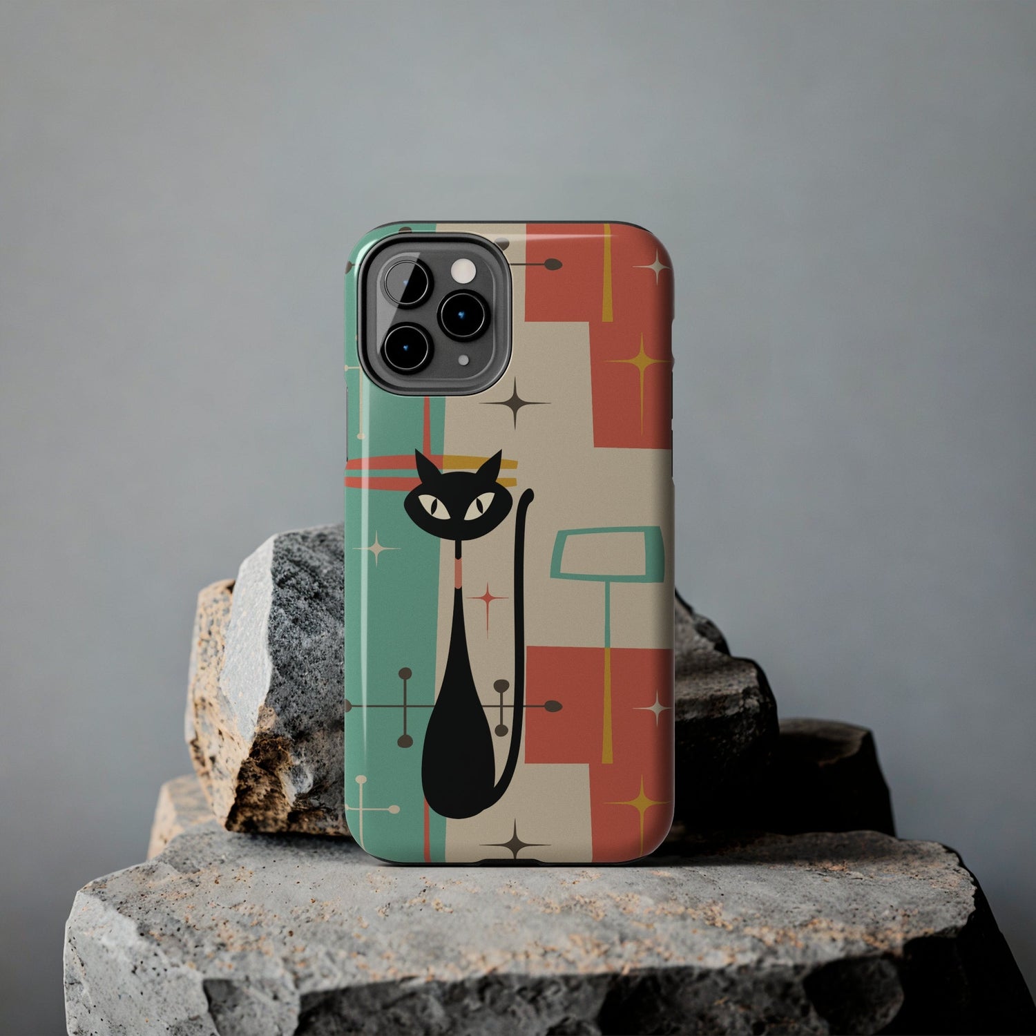 Kate McEnroe New York Atomic Cat Mid Century Modern Pastel iPhone Case Phone Cases iPhone 11 Pro 16073157721493994019