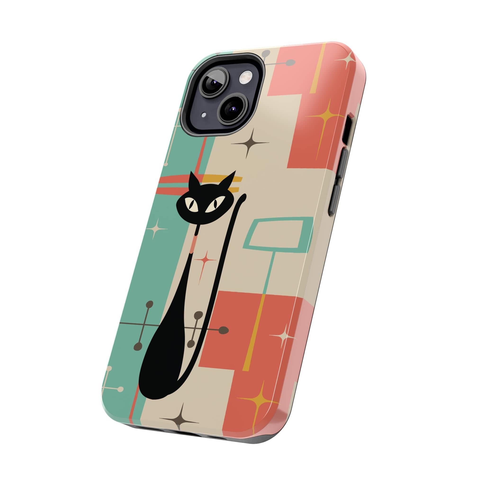 Kate McEnroe New York Atomic Cat Mid Century Modern Pastel iPhone Case Phone Cases