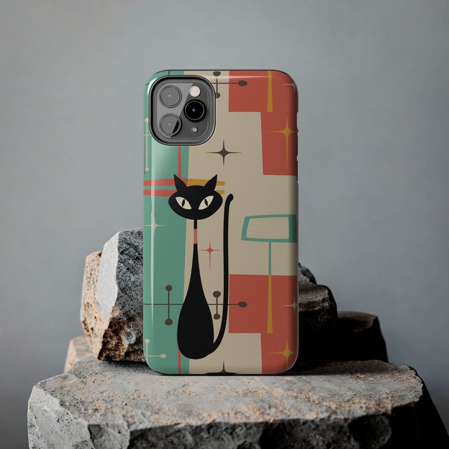 Kate McEnroe New York Atomic Cat Mid Century Modern Pastel iPhone CasePhone Cases11636020552080334916