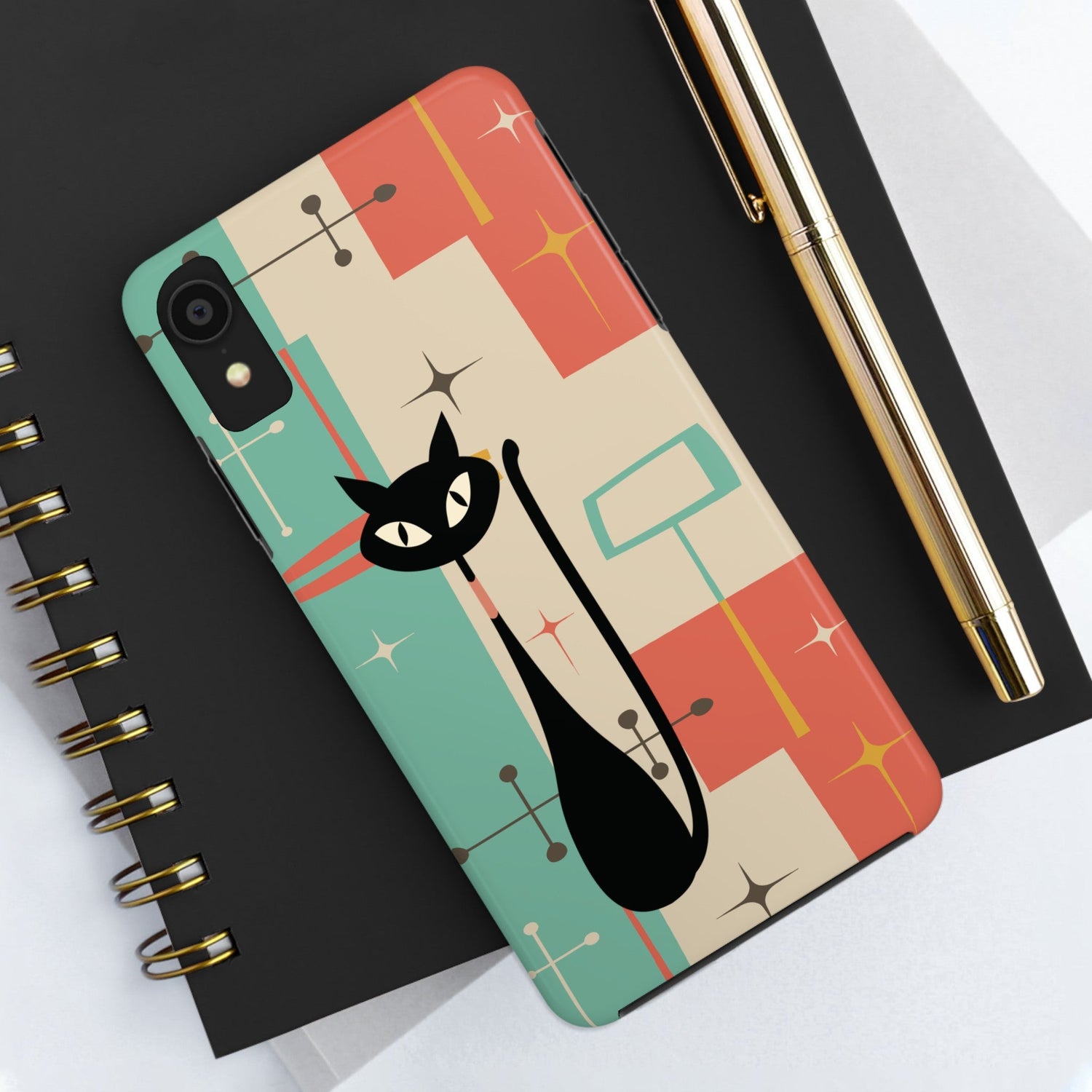 Kate McEnroe New York Atomic Cat Mid Century Modern Pastel iPhone CasePhone Cases15351090322151857326