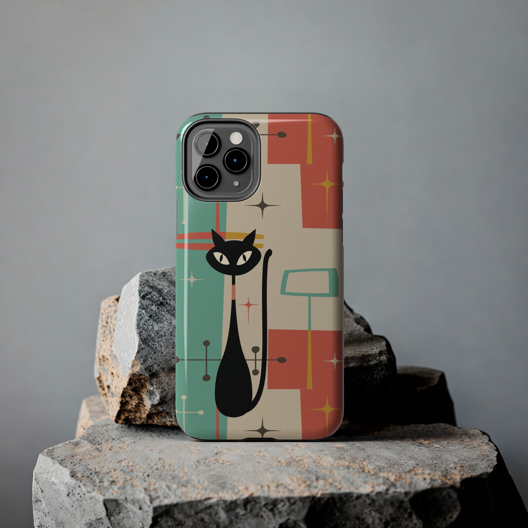 Kate McEnroe New York Atomic Cat Mid Century Modern Pastel iPhone CasePhone Cases16073157721493994019