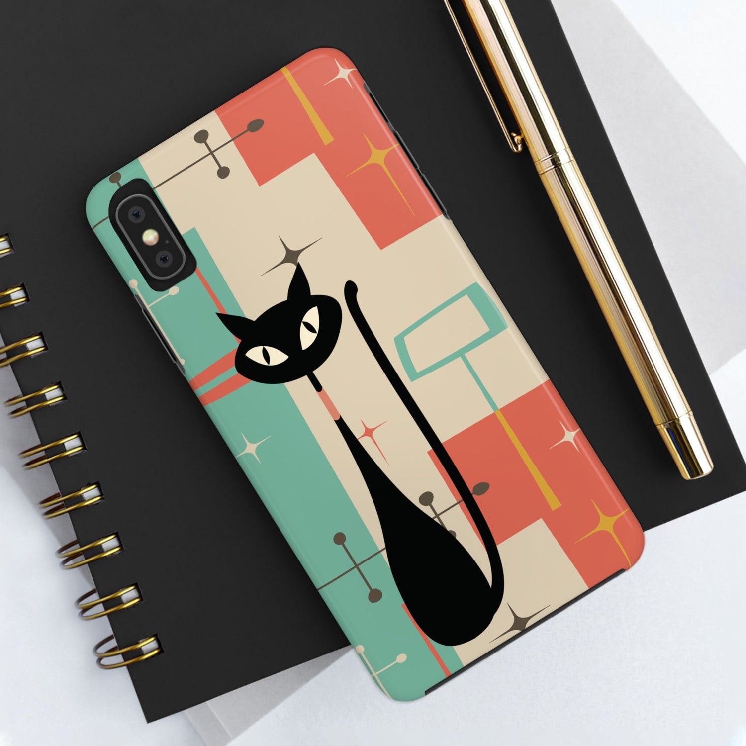 Kate McEnroe New York Atomic Cat Mid Century Modern Pastel iPhone CasePhone Cases16727349441958318192