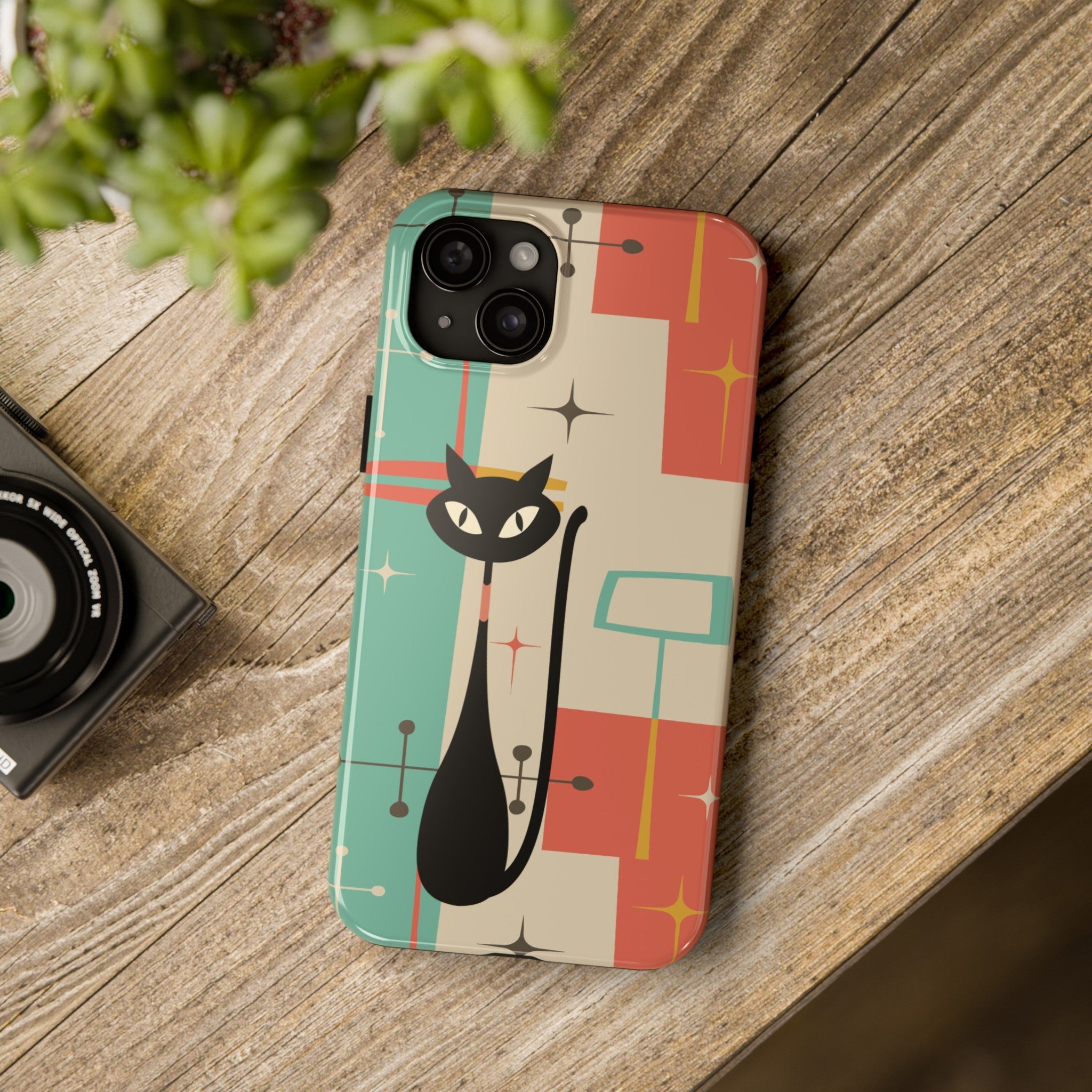 Kate McEnroe New York Atomic Cat Mid Century Modern Pastel iPhone CasePhone Cases20591877390122693190