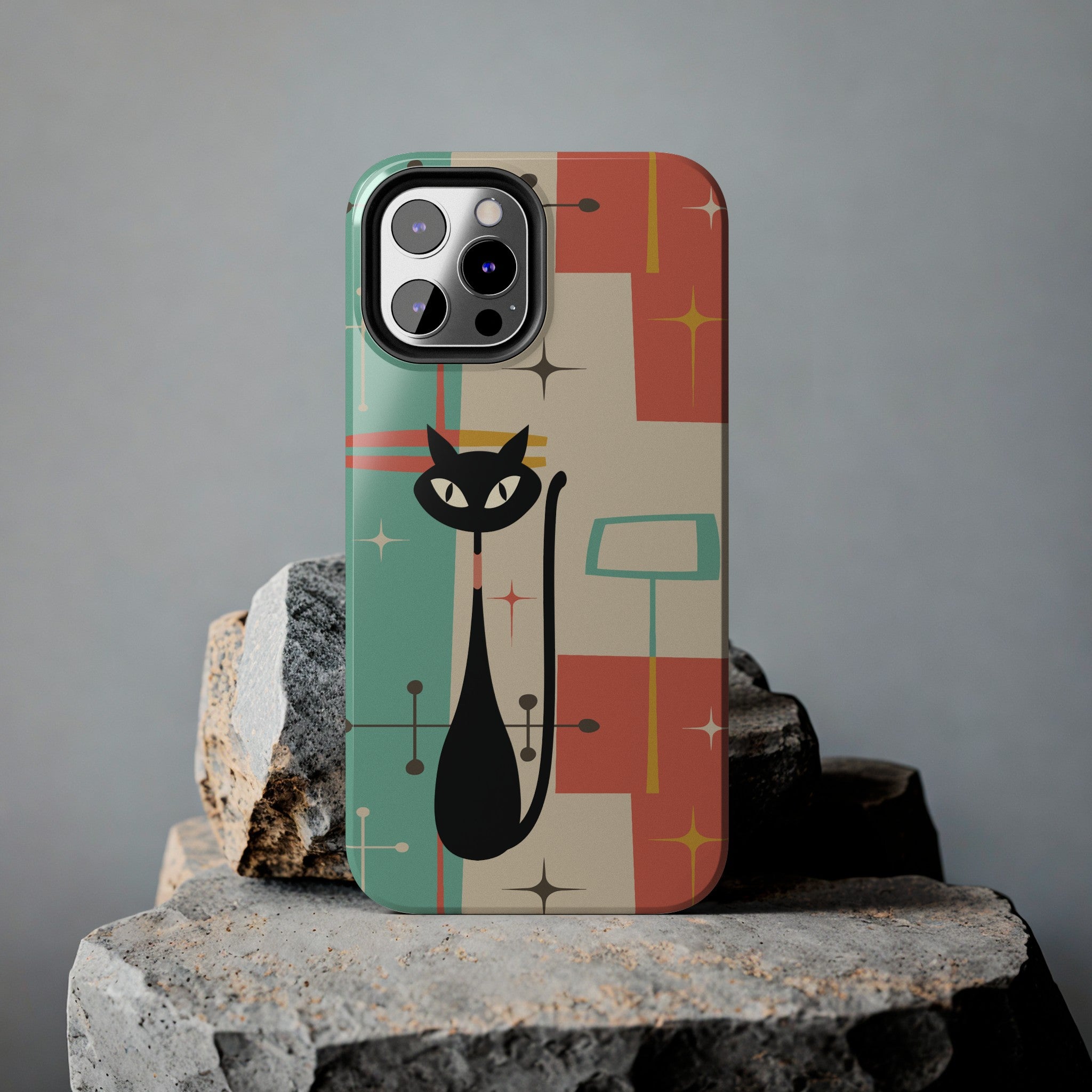 Kate McEnroe New York Atomic Cat Mid Century Modern Pastel iPhone CasePhone Cases30872494424351042362