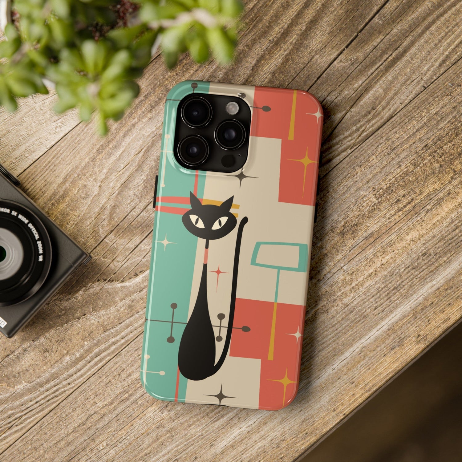 Kate McEnroe New York Atomic Cat Mid Century Modern Pastel iPhone CasePhone Cases49507870724169047814