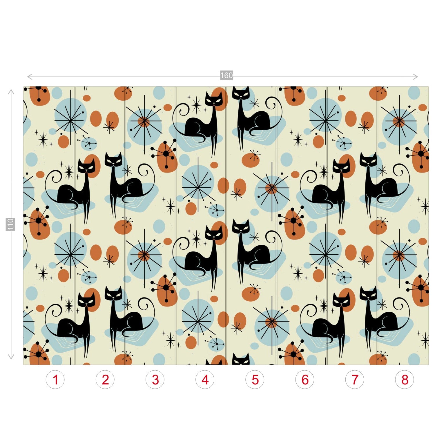 Kate McEnroe New York Atomic Cat Mid Century Modern Peel and Stick Wall Mural, Retro Starburst Sexton Cat Wallpaper, MCM Removable Wall ArtWall Mural127688