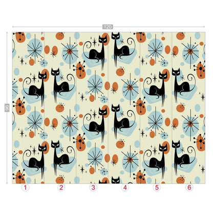 Kate McEnroe New York Atomic Cat Mid Century Modern Peel and Stick Wall Mural, Retro Starburst Sexton Cat Wallpaper, MCM Removable Wall ArtWall Mural127688