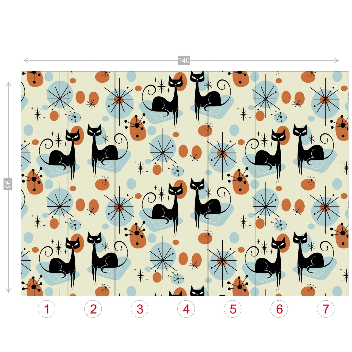 Kate McEnroe New York Atomic Cat Mid Century Modern Peel and Stick Wall Mural, Retro Starburst Sexton Cat Wallpaper, MCM Removable Wall ArtWall Mural127688