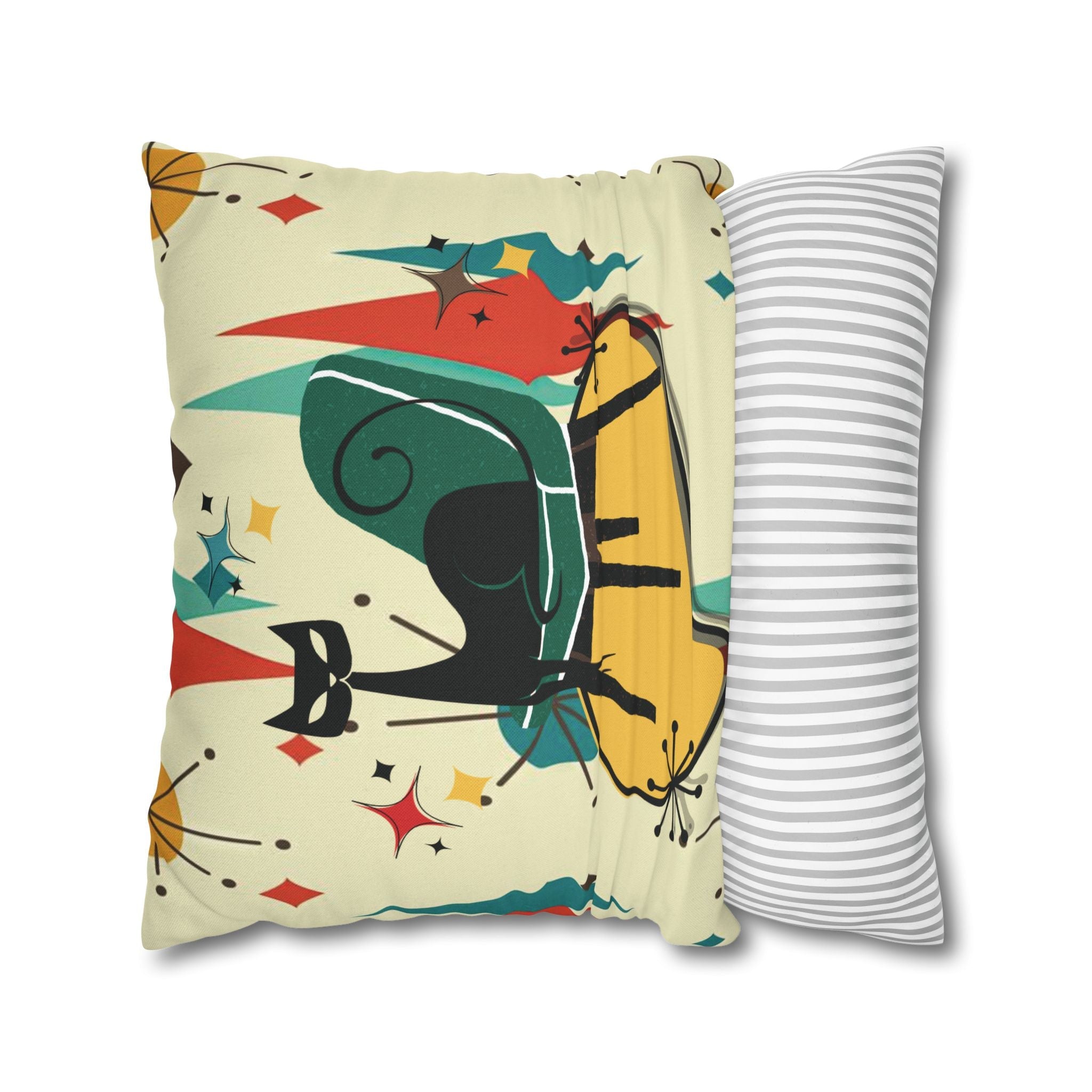 Kate McEnroe New York Atomic Cat Mid Century Modern Pillow Cover, Retro Franciscan Diamond Starburst Cushion Cover, 1950s MCM DecorThrow Pillow Covers28020106411943600554