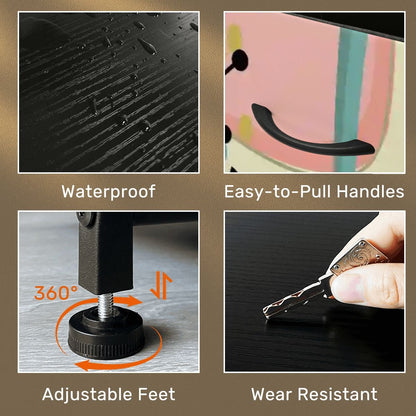 Kate McEnroe New York Atomic Cat Mid Century Modern Pink Boomerang Starbusts 4 Drawer DresserDressersl4QzYP3GzE