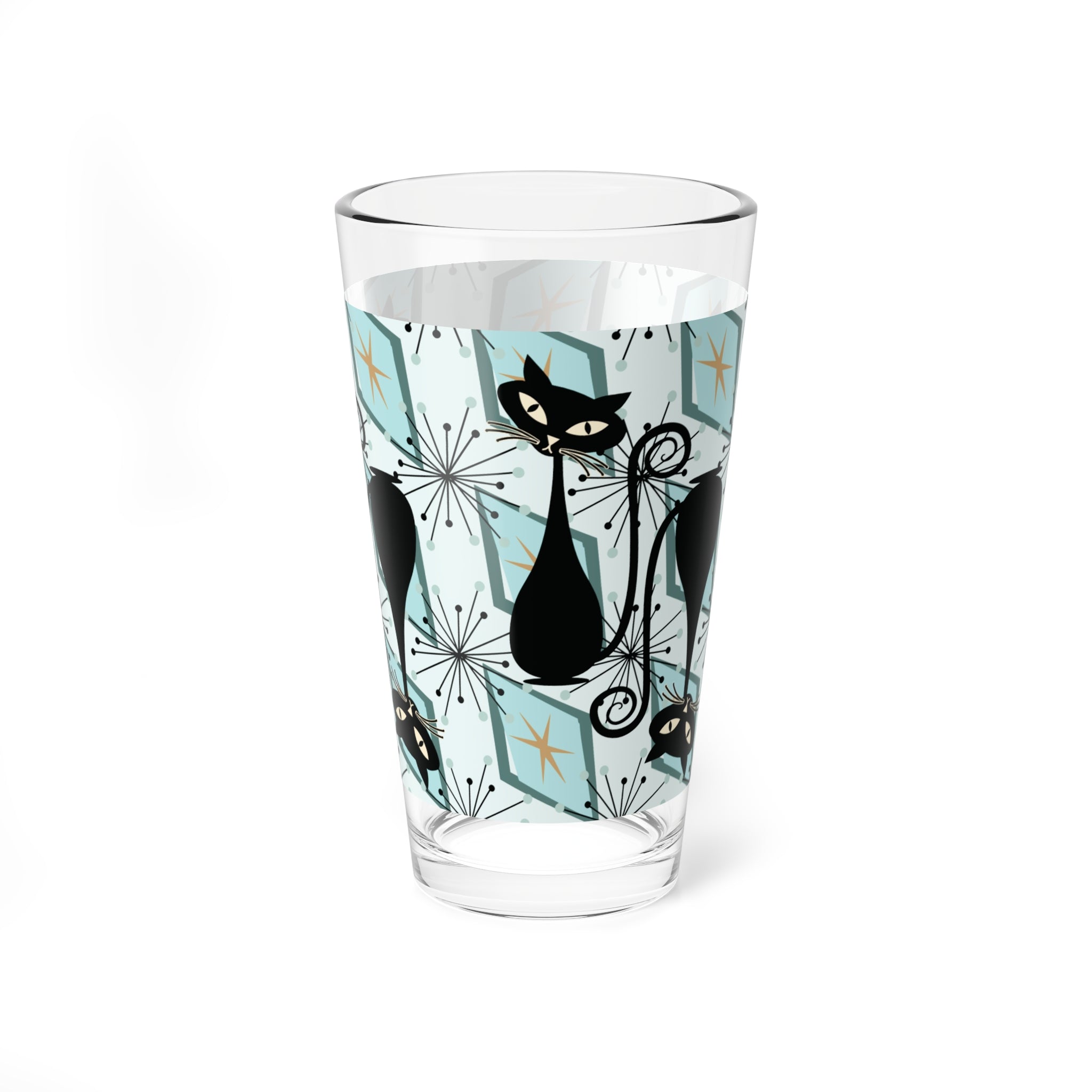 Kate McEnroe New York Atomic Cat Mid Century Modern Pint Glass, Retro Geometric Barware, 50s Kitsch Cocktail ShakerPint Glasses10038663438760297897