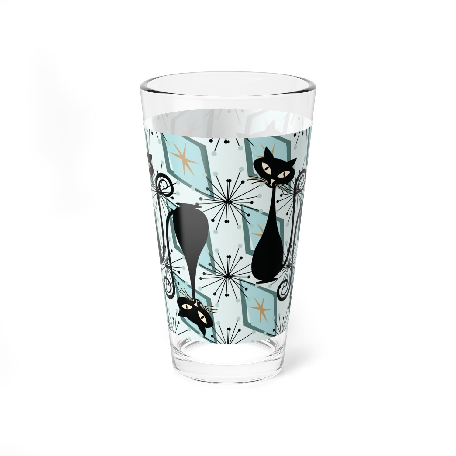 Kate McEnroe New York Atomic Cat Mid Century Modern Pint Glass, Retro Geometric Barware, 50s Kitsch Cocktail ShakerPint Glasses10038663438760297897