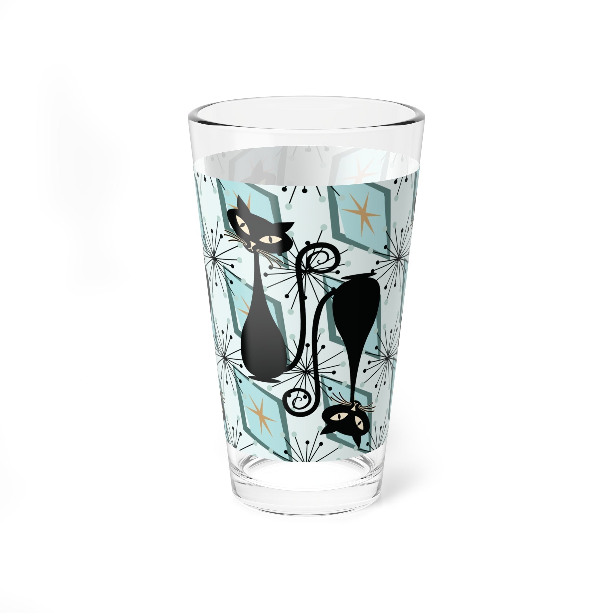 Kate McEnroe New York Atomic Cat Mid Century Modern Pint Glass, Retro Geometric Barware, 50s Kitsch Cocktail ShakerPint Glasses10038663438760297897