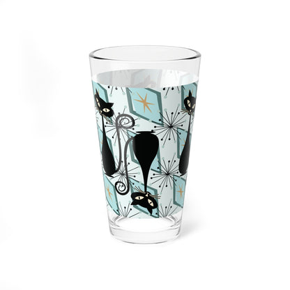 Kate McEnroe New York Atomic Cat Mid Century Modern Pint Glass, Retro Geometric Barware, 50s Kitsch Cocktail ShakerPint Glasses10038663438760297897