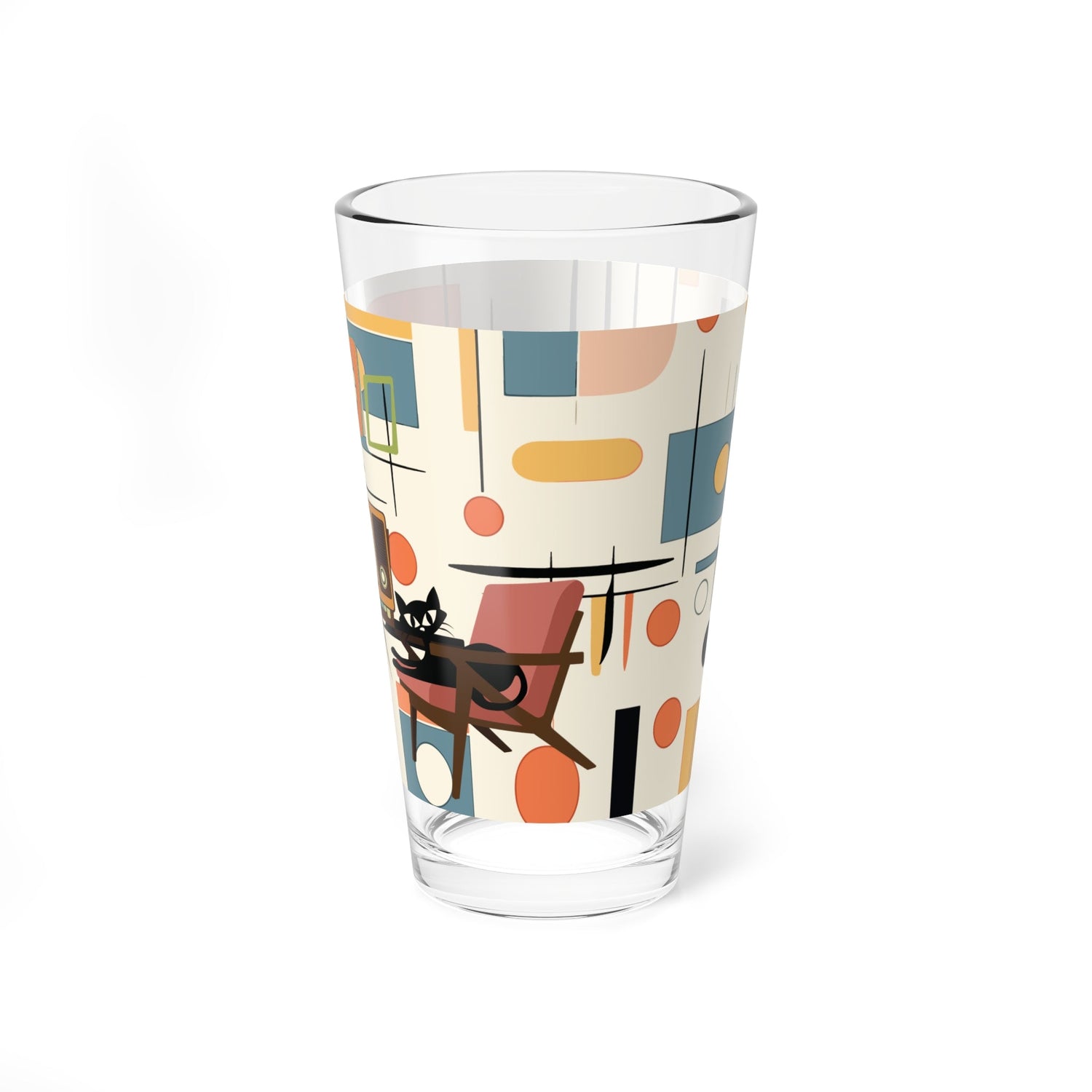 Kate McEnroe New York Atomic Cat Mid Century Modern Pint Glass, Retro Geometric BarwarePint Glasses33752638085993586713