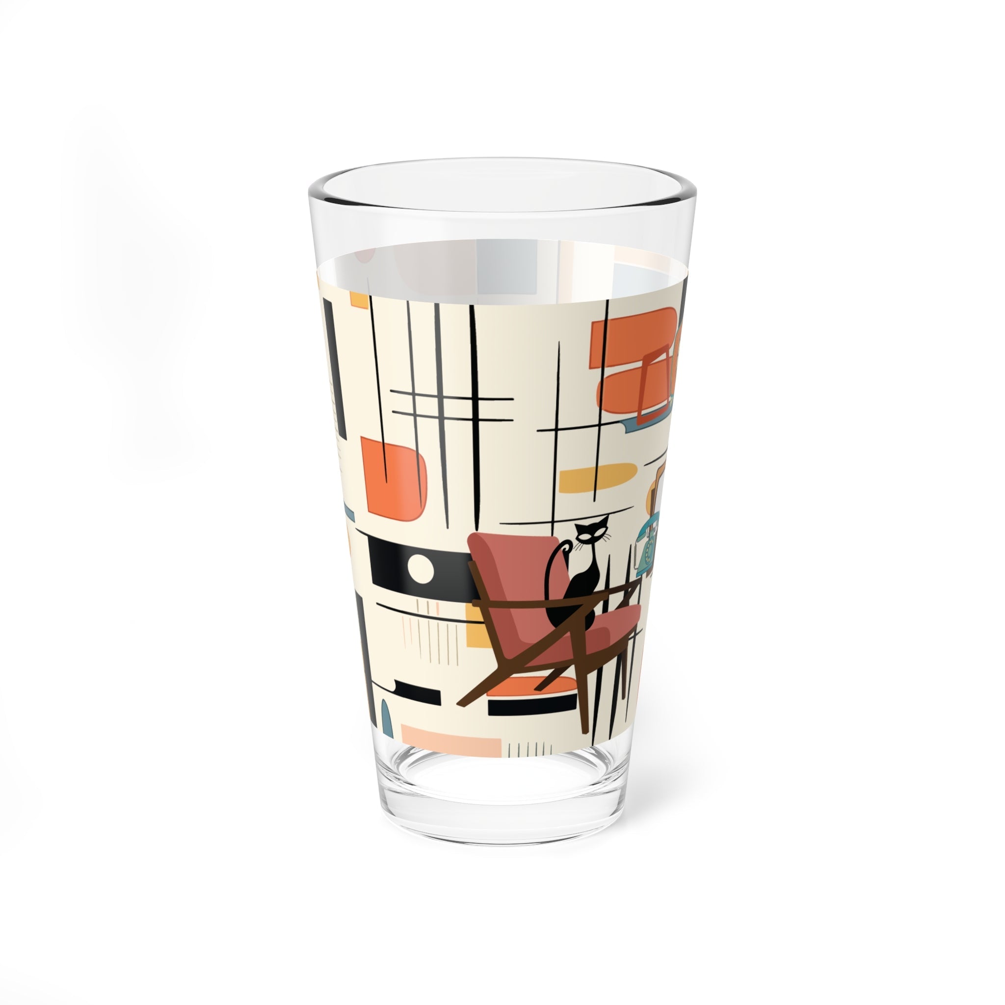 Kate McEnroe New York Atomic Cat Mid Century Modern Pint Glass, Retro Geometric BarwarePint Glasses33752638085993586713