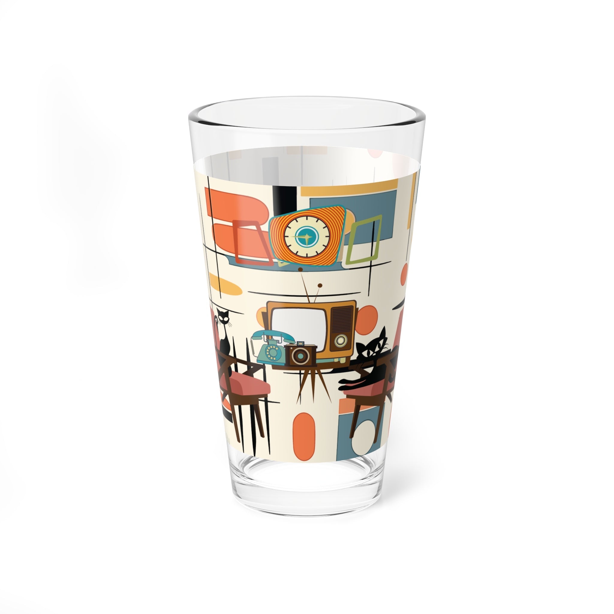 Kate McEnroe New York Atomic Cat Mid Century Modern Pint Glass, Retro Geometric BarwarePint Glasses33752638085993586713