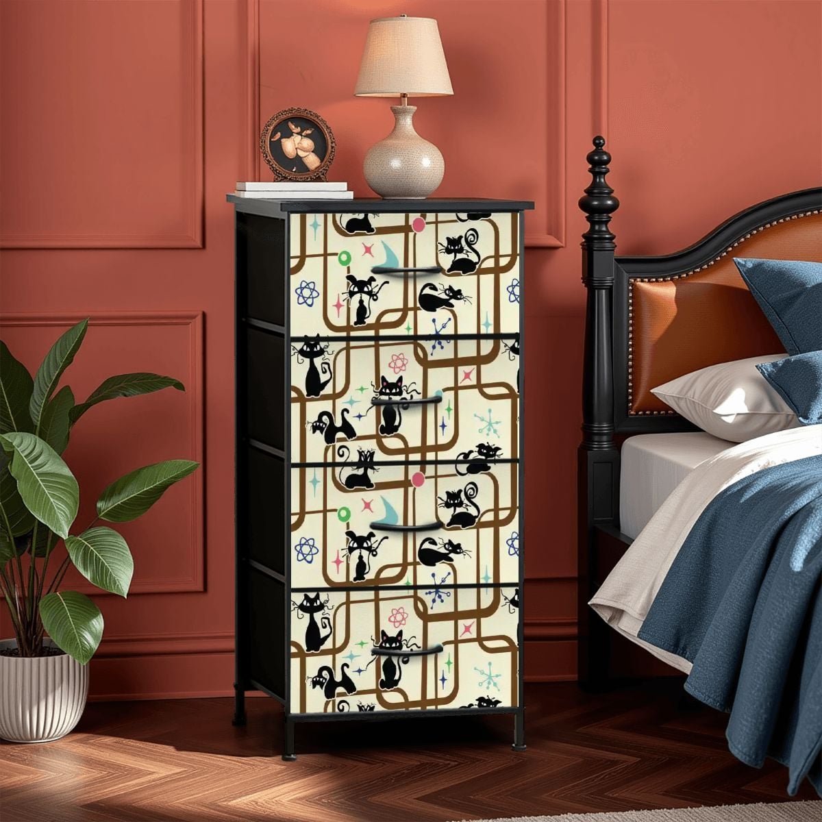 Kate McEnroe New York Atomic Cat Mid Century Modern Retro 4 Drawer DresserDressersg6yv5emYGg
