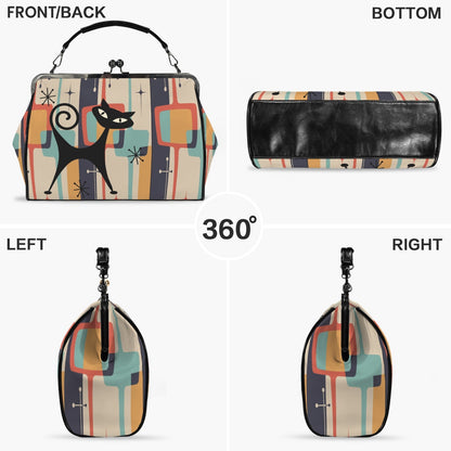 Kate McEnroe New York Atomic Cat Mid Century Modern Retro Geometric Kiss Lock HandbagCrossbody BagsD3233934