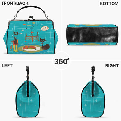 Kate McEnroe New York Atomic Cat Mid Century Modern Retro Lounge Kiss Lock HandbagCrossbody BagsD3233931